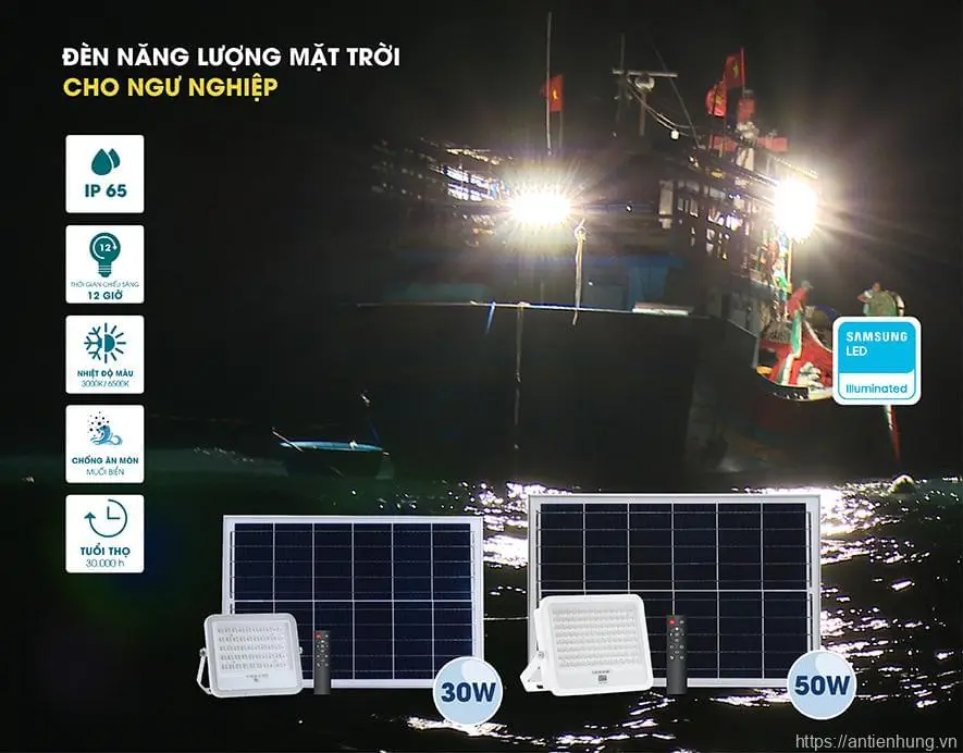 Đèn năng lượng mặt trời chuyên dụng cho chiếu sáng ngư nghiệp đem lại hiệu quả kinh tế cao cho bà con ngư dân