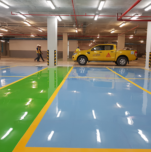 Sikafloor® 264 HC Epoxy Flooring mau xanh la cay va xanh duong