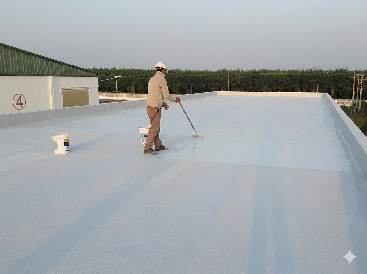 Ứng dụng Sarnacol 2152 dán màng chống thấm lên bề mặt bê tông