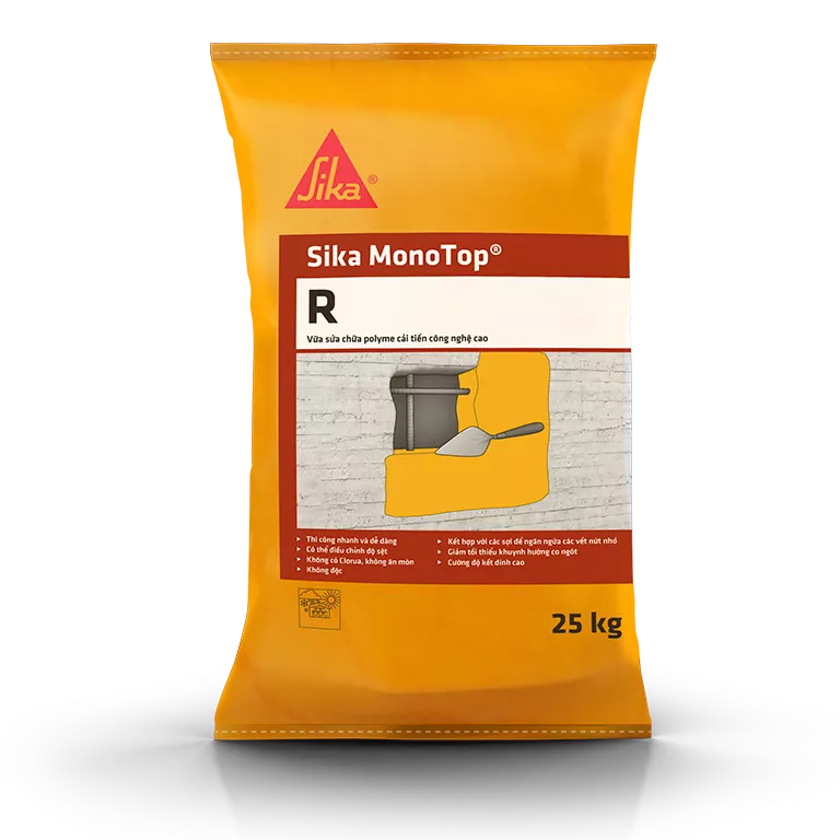 Sika Monotop® R | Vữa sửa chữa bê tông gốc xi măng polymer cho bề mặt đứng và trần