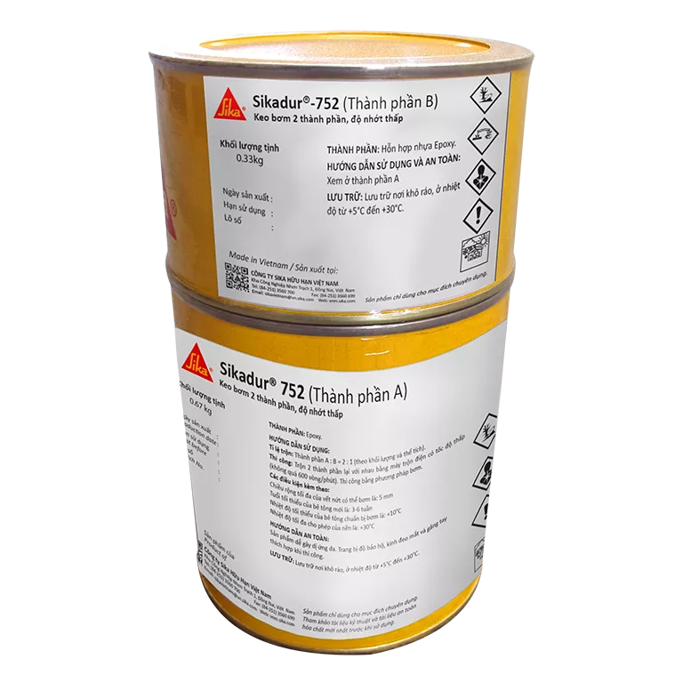Sikadur 752 - Keo bơm epoxy 2 thành phần độ nhớt thấp phục hồi kết cấu bê tông