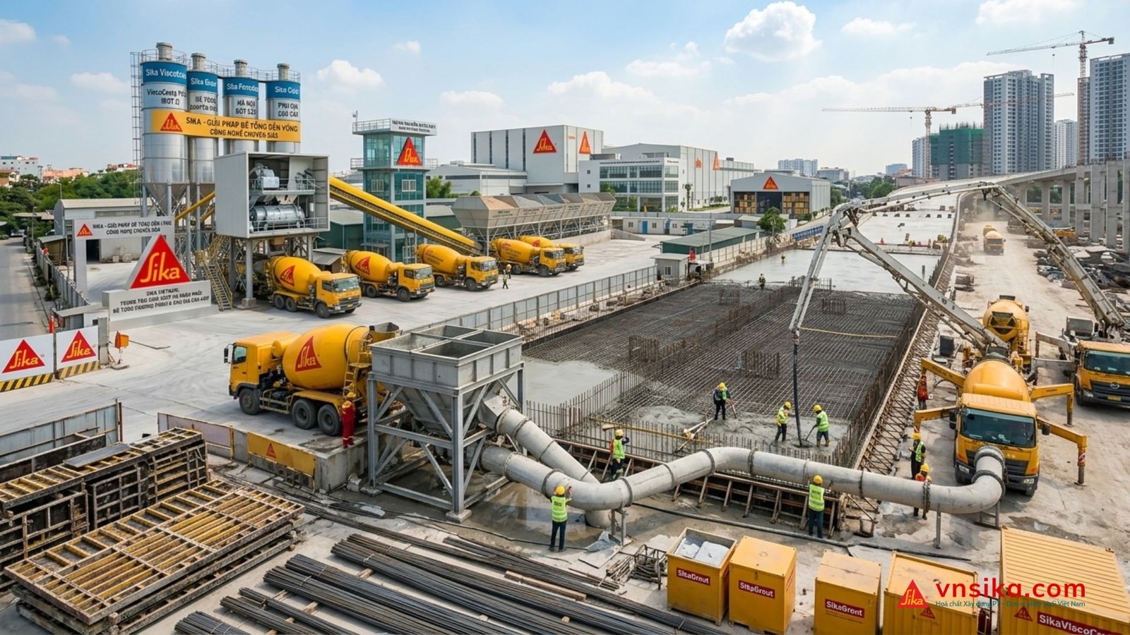 Dây chuyền nghiền xi măng sử dụng SikaGrind-108 VN