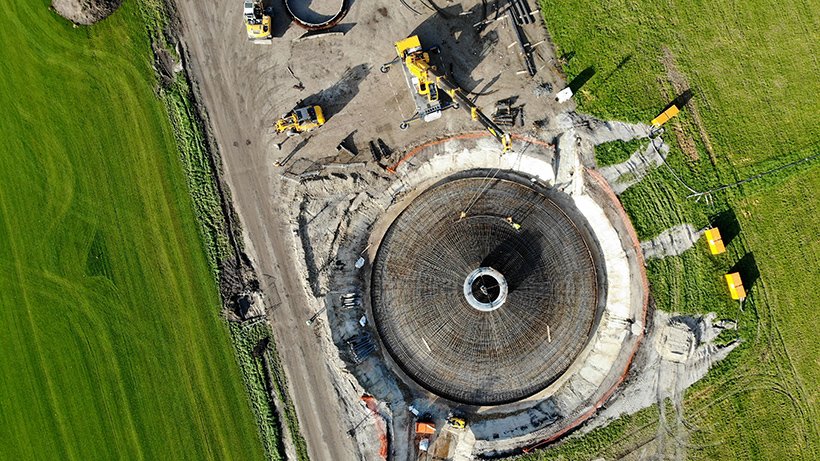 PROPER TECHNICAL INSTALLATION OF MORTAR FOUNDATION FOR WIND TURBINE
