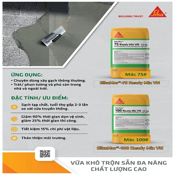 Phủ nền bằng vữa SikaMur-100 Ready Mix VN ngoài trời