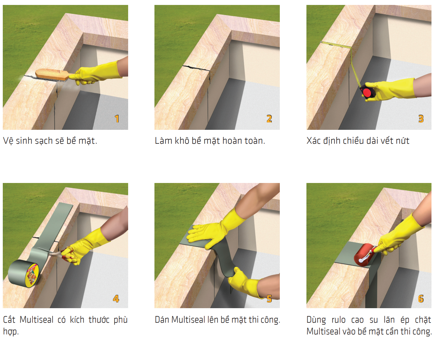 Sika® MultiSeal | Băng keo trám kín chống thấm mái tôn và khe nối 14 6 bước thi công Sika MultiSeal băng keo trám kín chống thấm mái tôn và khe nối