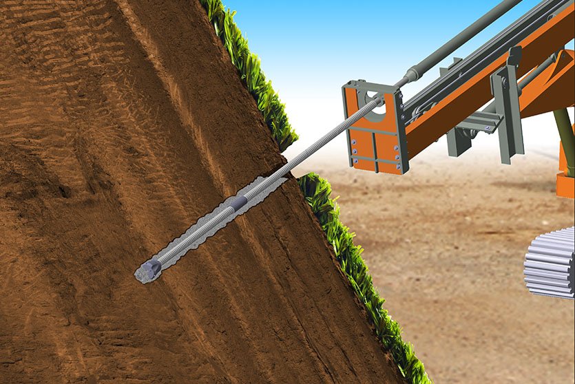 Hệ đinh đất TerraNail của Geoquest gia cố ổn định mái dốc và nền đào