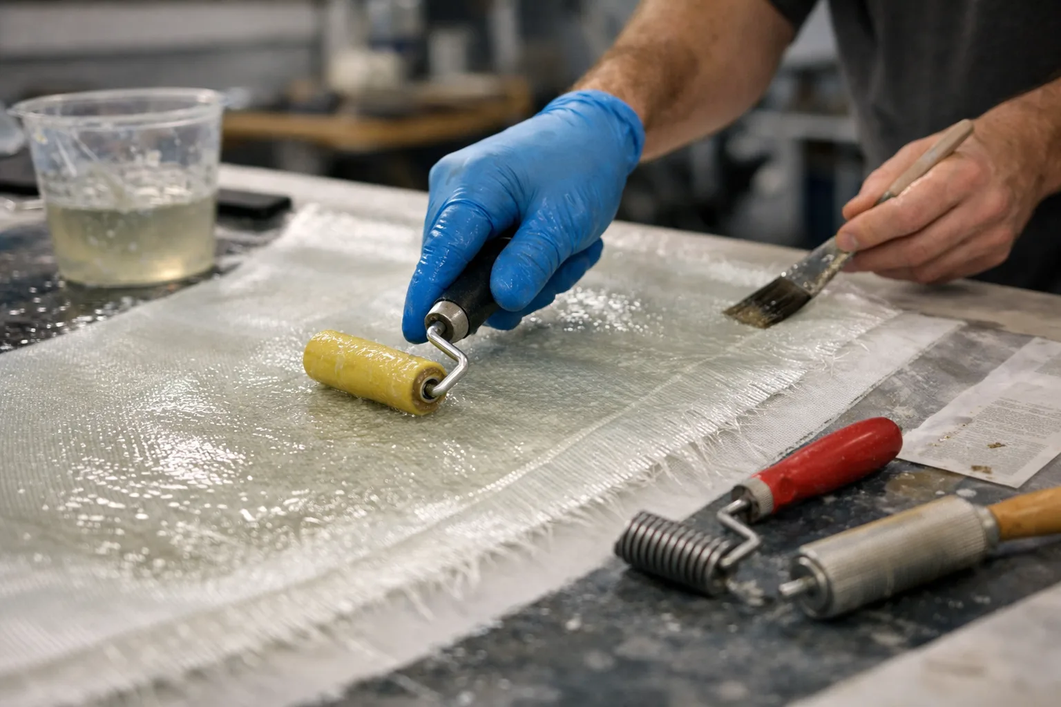 Lớp lay-up sợi composite chịu nhiệt với nhựa epoxy SikaBiresin CR