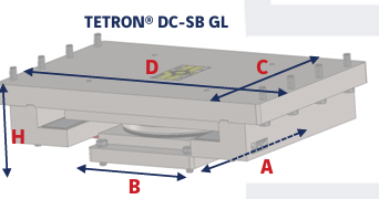 Sơ đồ mặt cắt gối chịu kéo ngược TETRON DC-SB Freyssinet — cơ cấu uplift trung tâm