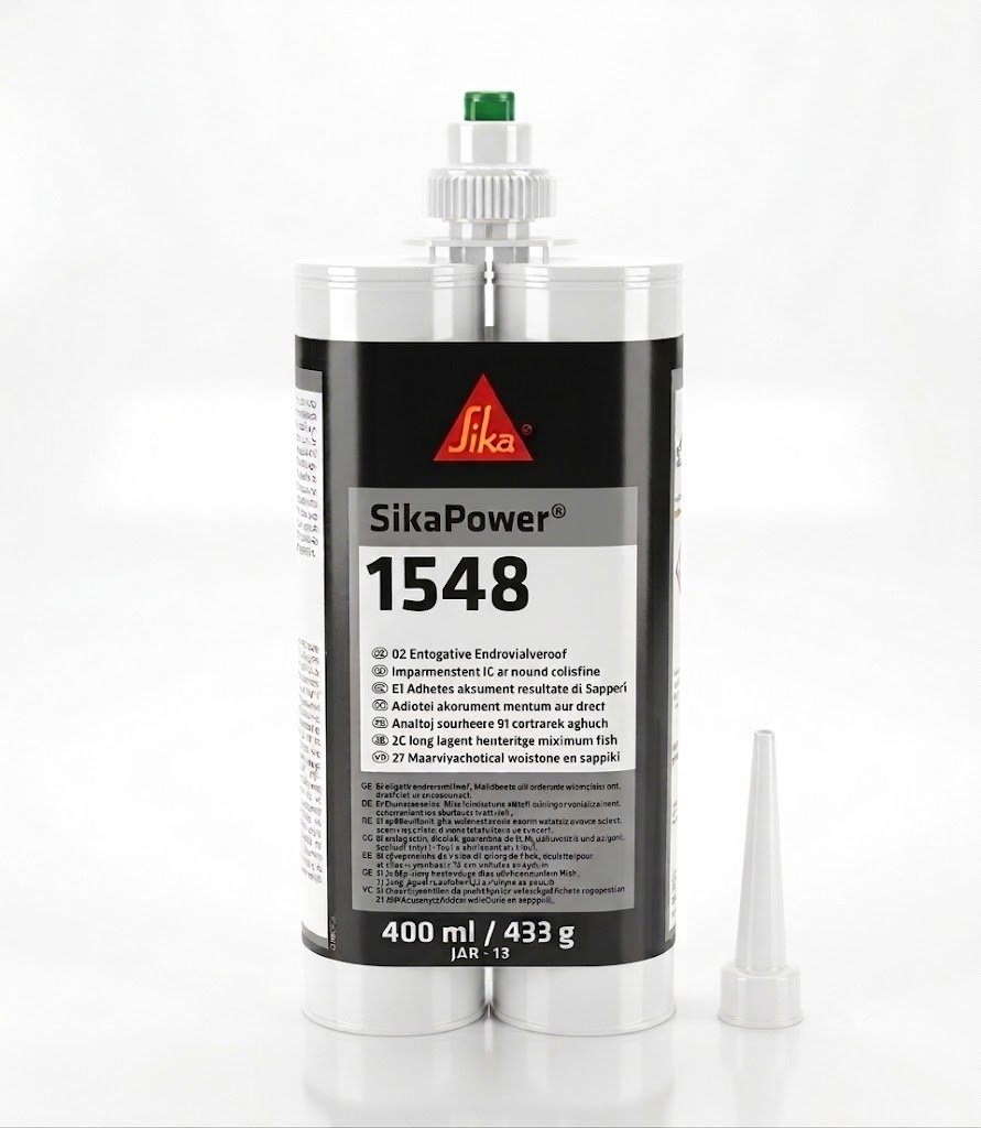 SikaPower 1548 | Keo epoxy kết cấu 2 thành phần tự san phẳng, thời gian thao tác dài cho kim loại, composite 20 Ống keo đôi SikaPower®-1548 keo epoxy 2 thành phần