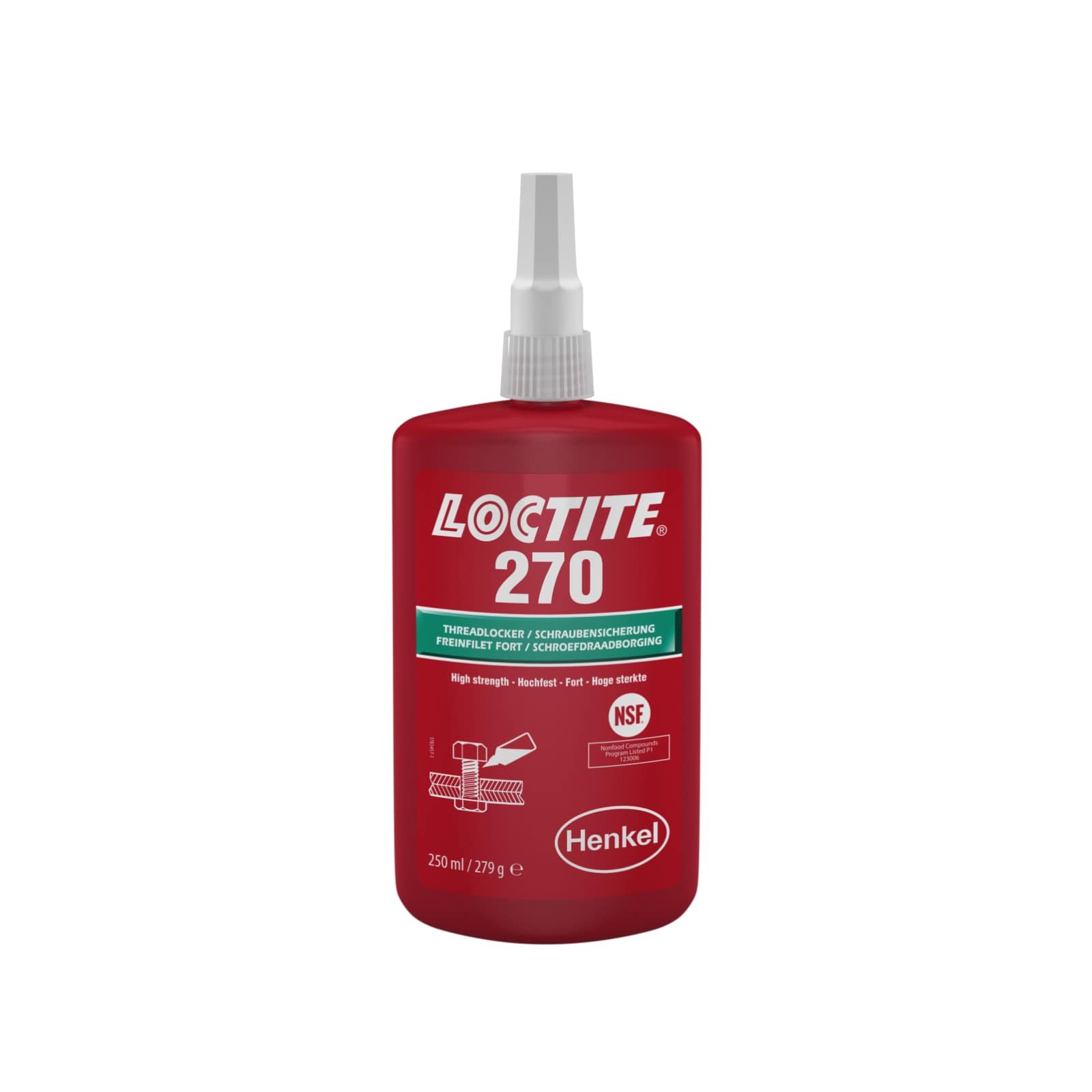 Loctite 270 | Khóa ren cường độ cao dạng thấm (wicking), xanh lá 1 Ảnh sản phẩm Loctite 270 (chính hãng Henkel, qua catalog RS Online — nguồn không bị chặn hotlink)