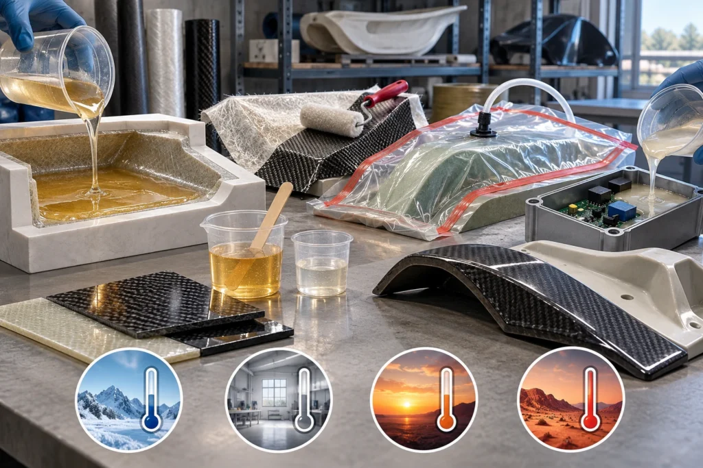 Minh họa: Chọn hệ nhựa epoxy SikaBiresin® theo phương pháp & nhiệt độ