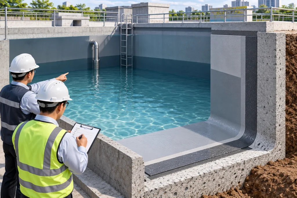 Minh họa: Checklist kiểm tra & nghiệm thu chống thấm bể chứa nước cho tư vấn giám sát