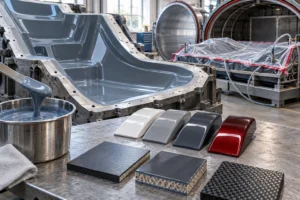Minh họa: Gelcoat chịu nhiệt cao — khuôn composite lớn, vacuum forming