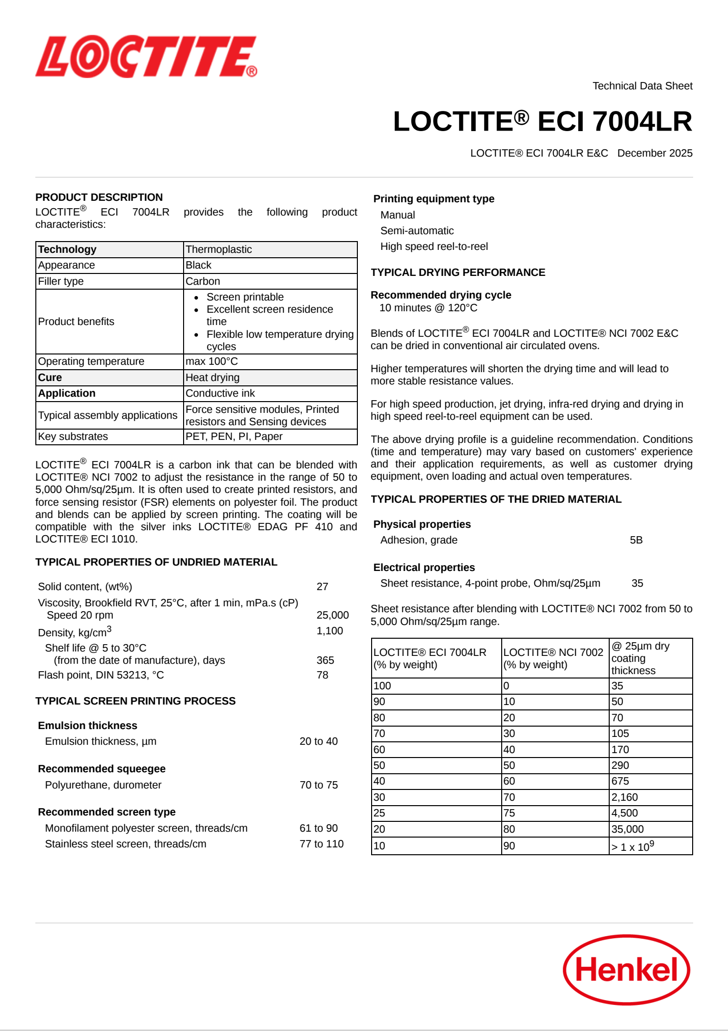 Loctite ECI 7004LR E&C | Mực carbon in lưới tạo điện trở, cảm biến FSR 5 Hình minh hoạ Loctite® ECI 7004LR E&C