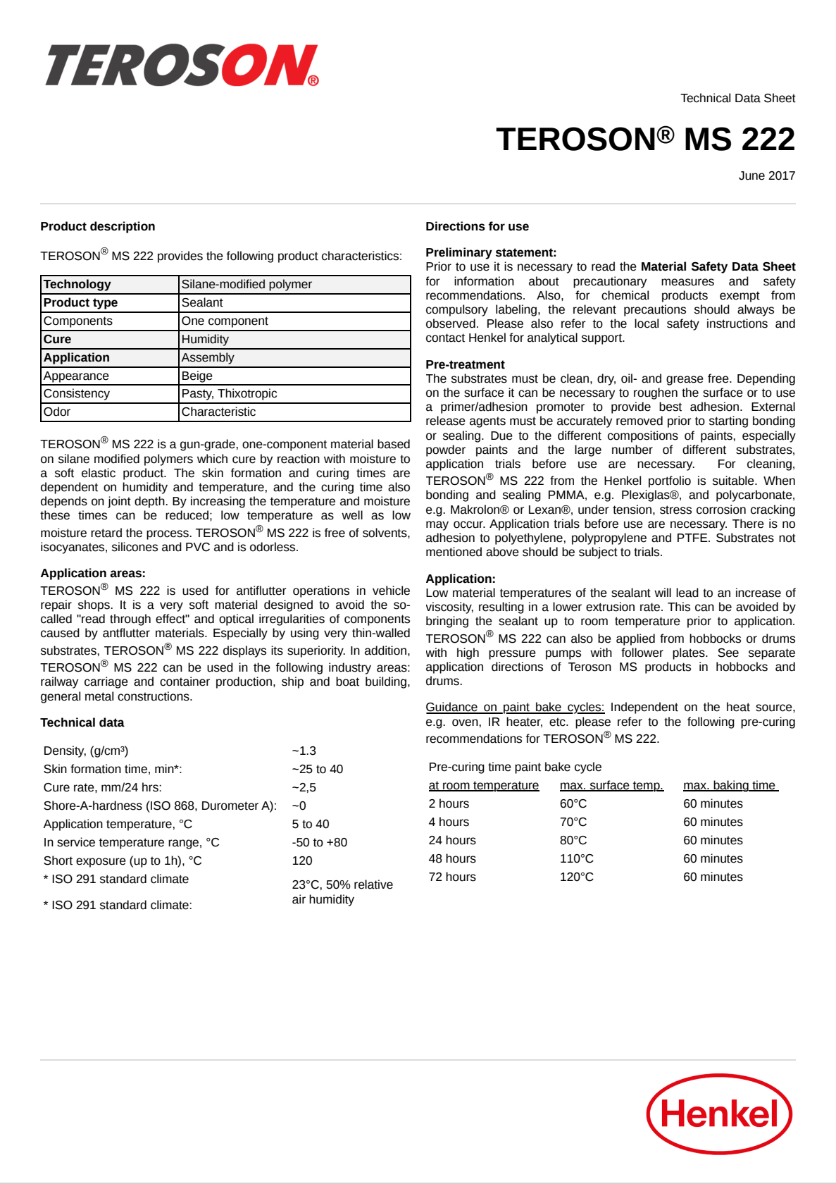 Teroson MS 222 | Keo MS polymer chống rung anti-flutter 3 TEROSON MS 222 Trang tài liệu kỹ thuật hãng